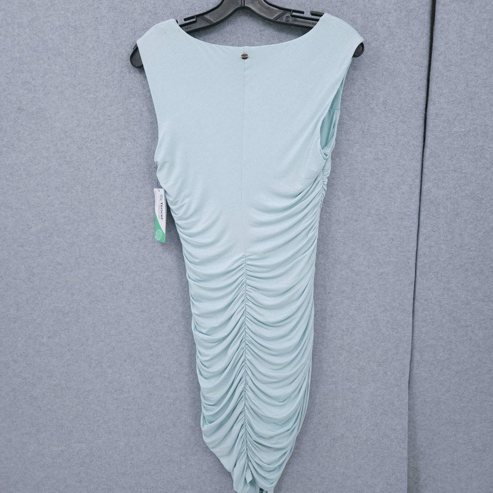 Guess Ruched Nathaly Square Neck Seafoam Sleeveless Dress Bodycon Womens M NWT - Picture 5 of 8